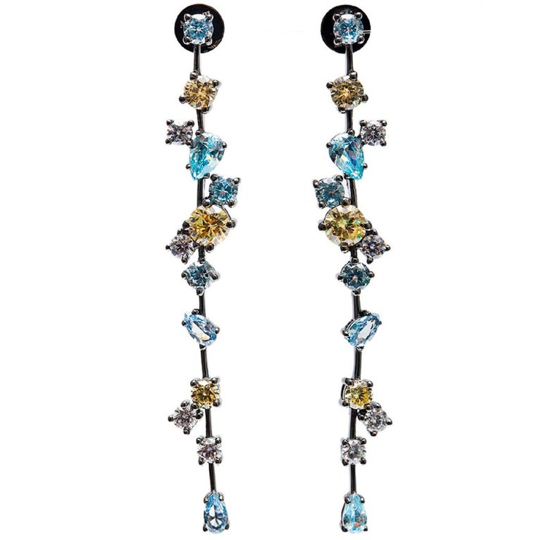 Gemstones Pastel Colors Long Strand Earrings at 1stDibs