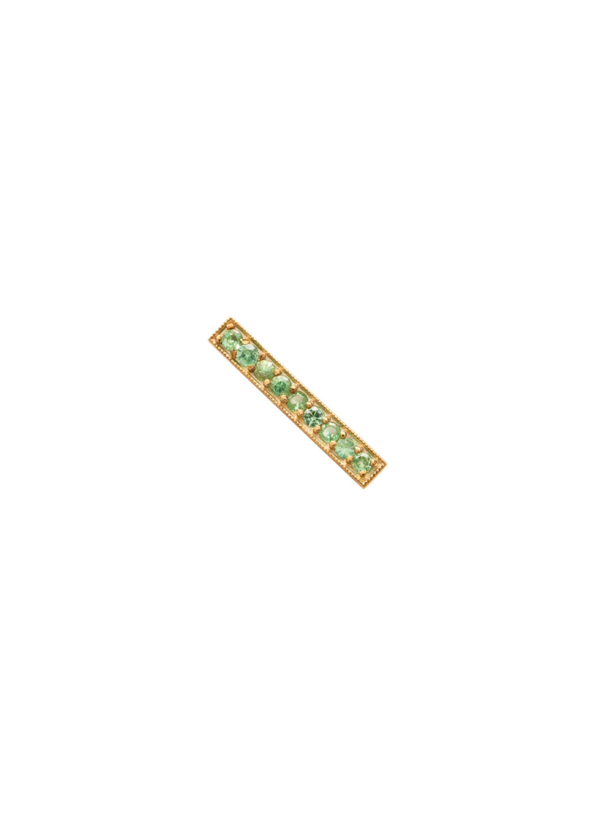 Round Cut Fringed Earring with Green Sapphire Pavé Bar in 9Karat gold from IOSSELLIANI For Sale