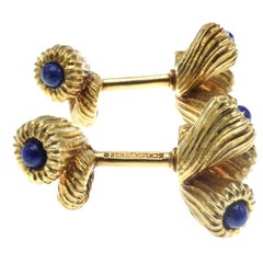 Tiffany & Co. Schlumberger Lapis 18 Karat Gold Cufflinks