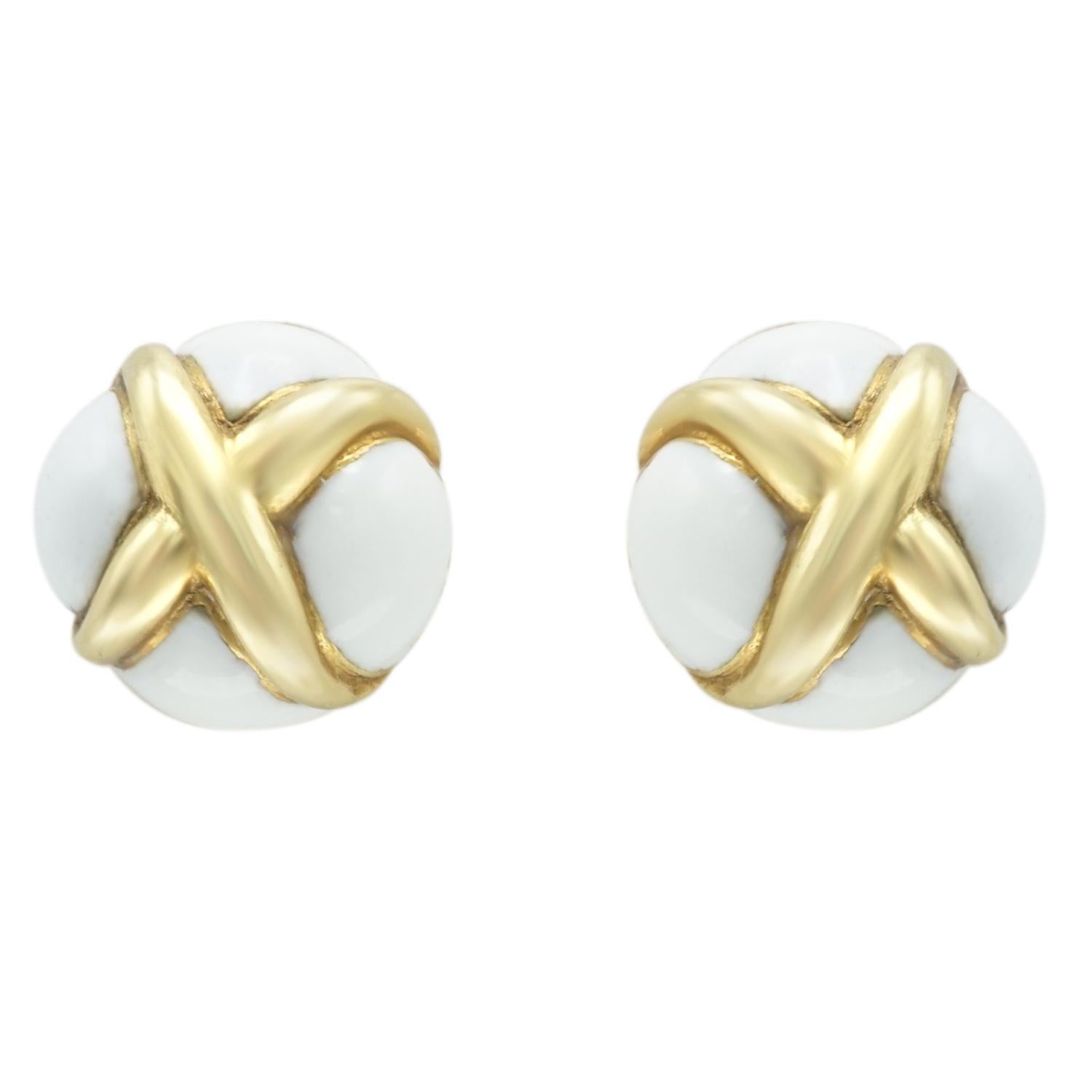 Tiffany & Co. Schlumberger 18 Karat Gold and Enamel Cufflinks In Excellent Condition For Sale In New York, NY