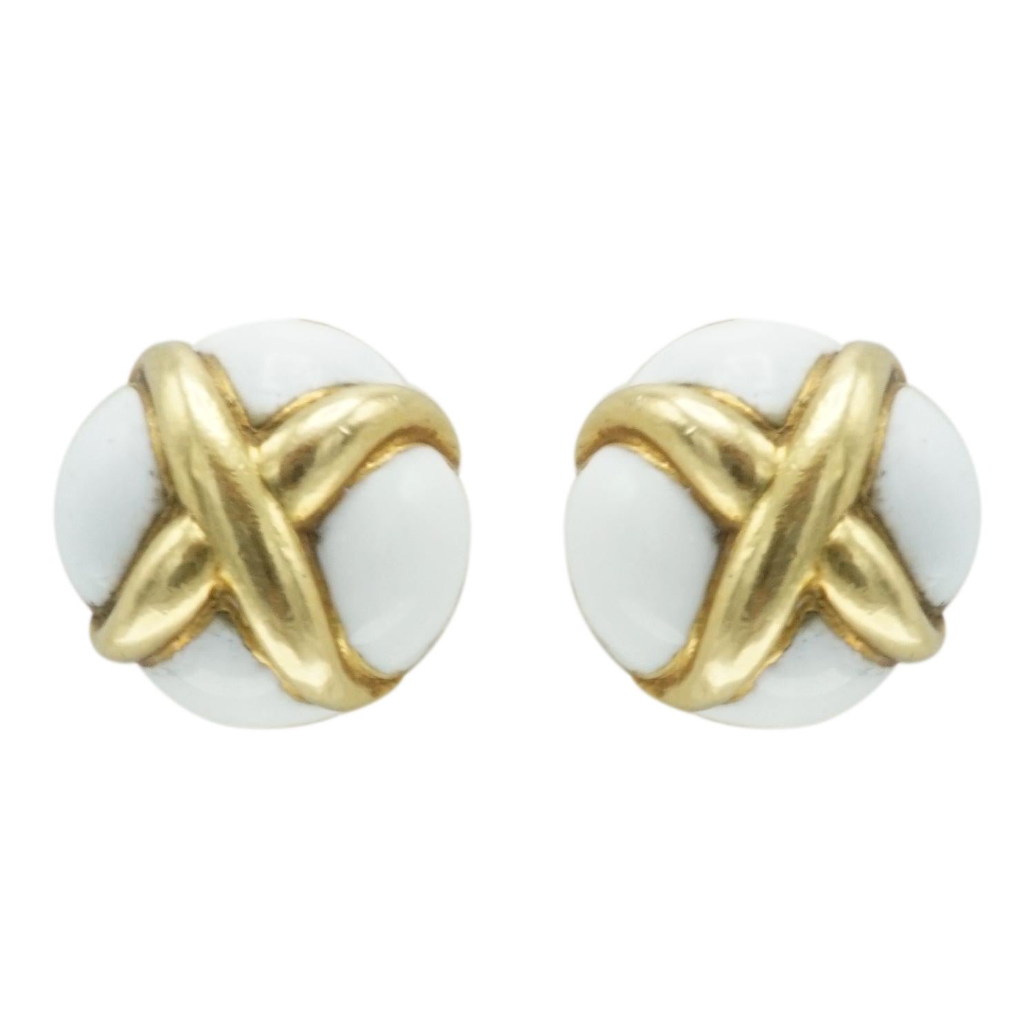 Women's or Men's Tiffany & Co. Schlumberger 18 Karat Gold and Enamel Cufflinks For Sale