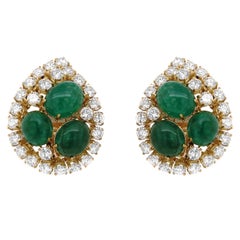 Emerald and Diamond Ear Clips