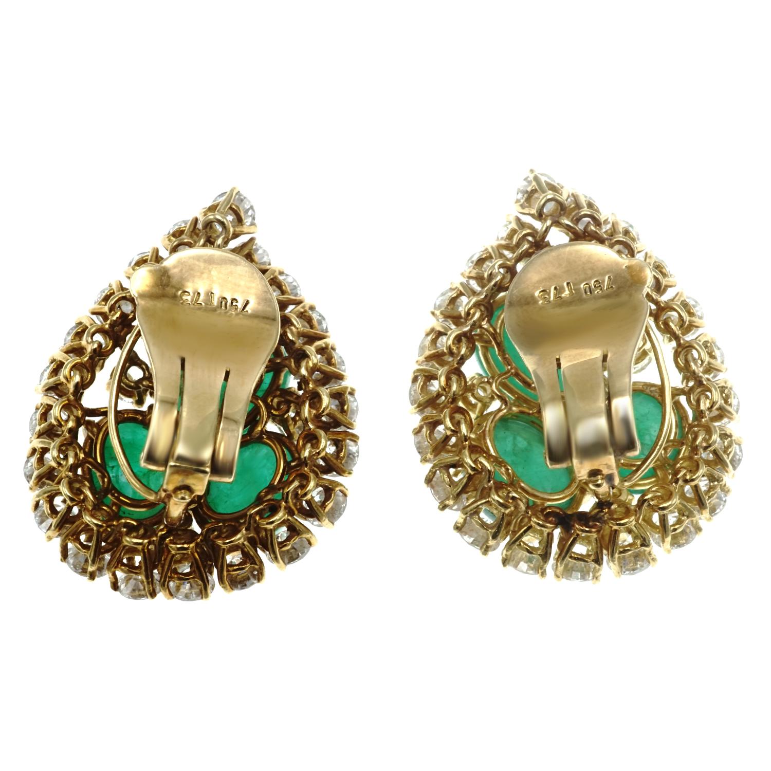 Emerald and Diamond Ear Clips For Sale 2