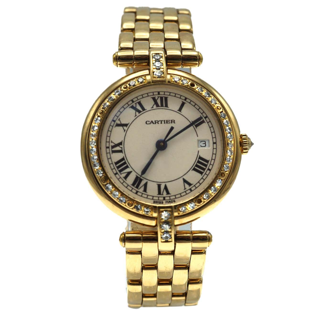 Cartier Diamond 18 Karat Gold Wristwatch at 1stDibs