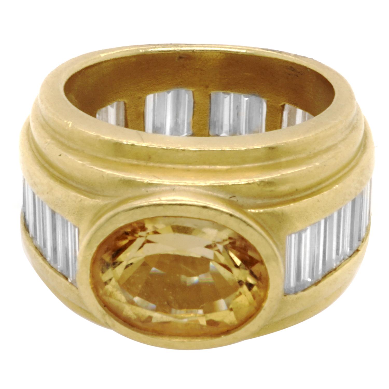 B. Kieselstein Cord Diamond Lemon Citrine 18 Karat Gold Ring In Excellent Condition In New York, NY