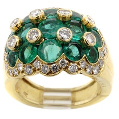 Vintage Van Cleef & Arpels Emerald Diamond 18 Karat Gold Ring