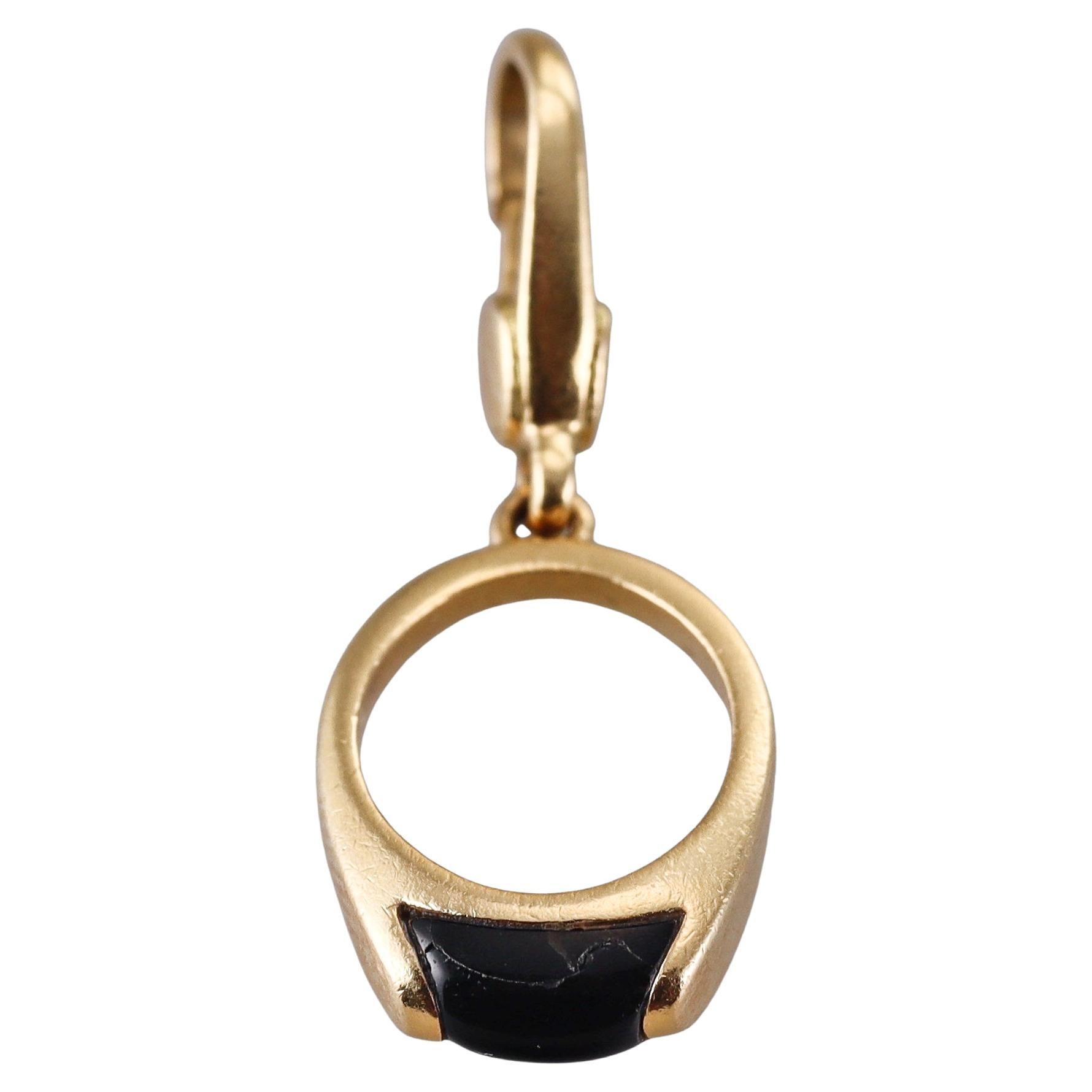 Bulgari Yellow Gold Onyx Ring Charm Pendant