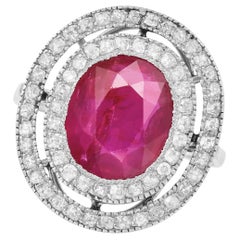 Art Deco Burma Ruby and Diamond Ring