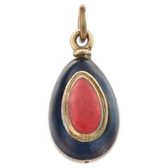Faberge Antique Purpurin and Enamel Egg Pendant