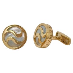 Vintage Bvlgari 18K Yellow Gold Mother of Pearl Cufflinks