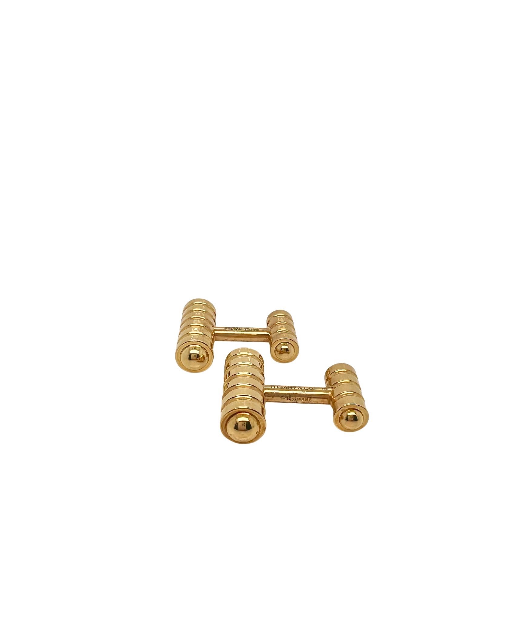 Gemelli Groove in oro giallo 18k di Paloma Picasso for Tiffany & Co. In condizioni ottime in vendita a New York, NY
