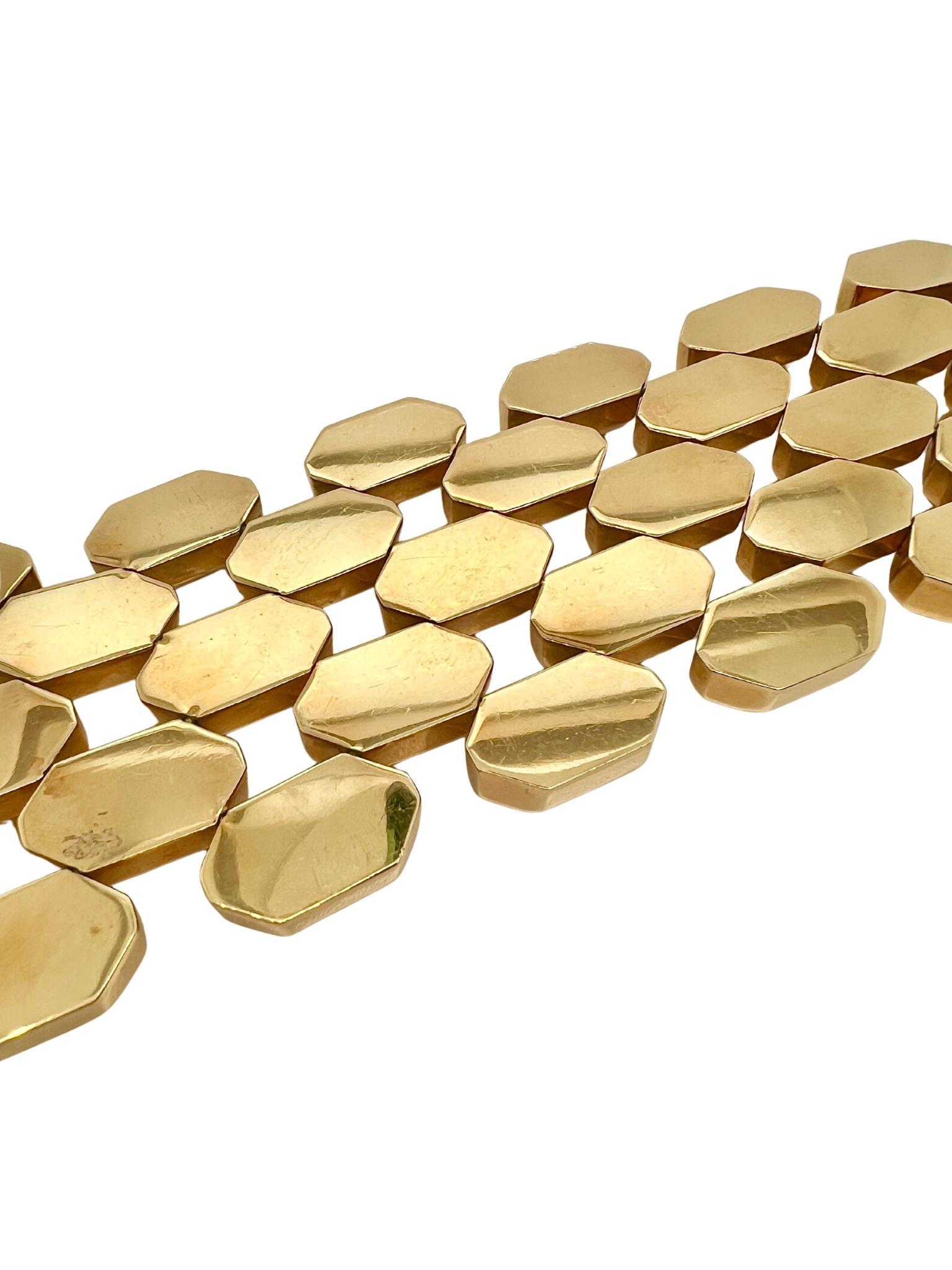 Bracelet en or 18K à 5 rangs de barres d'or Pour femmes en vente