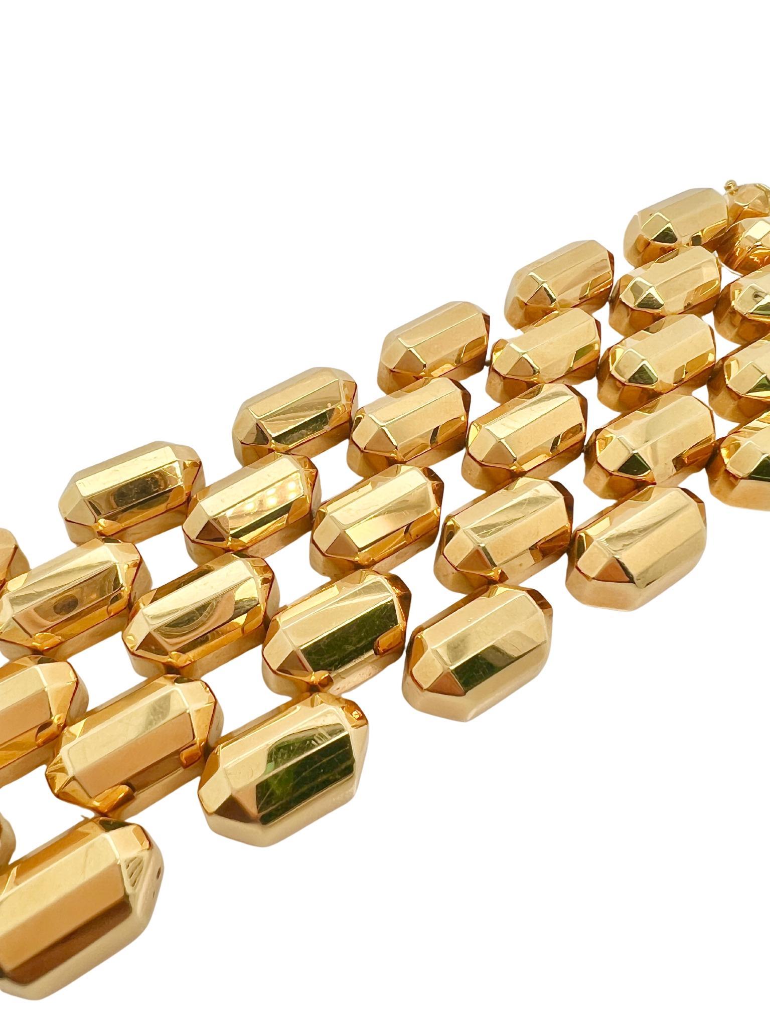 Bracelet en or 18K à 5 rangs de barres d'or Excellent état - En vente à New York, NY