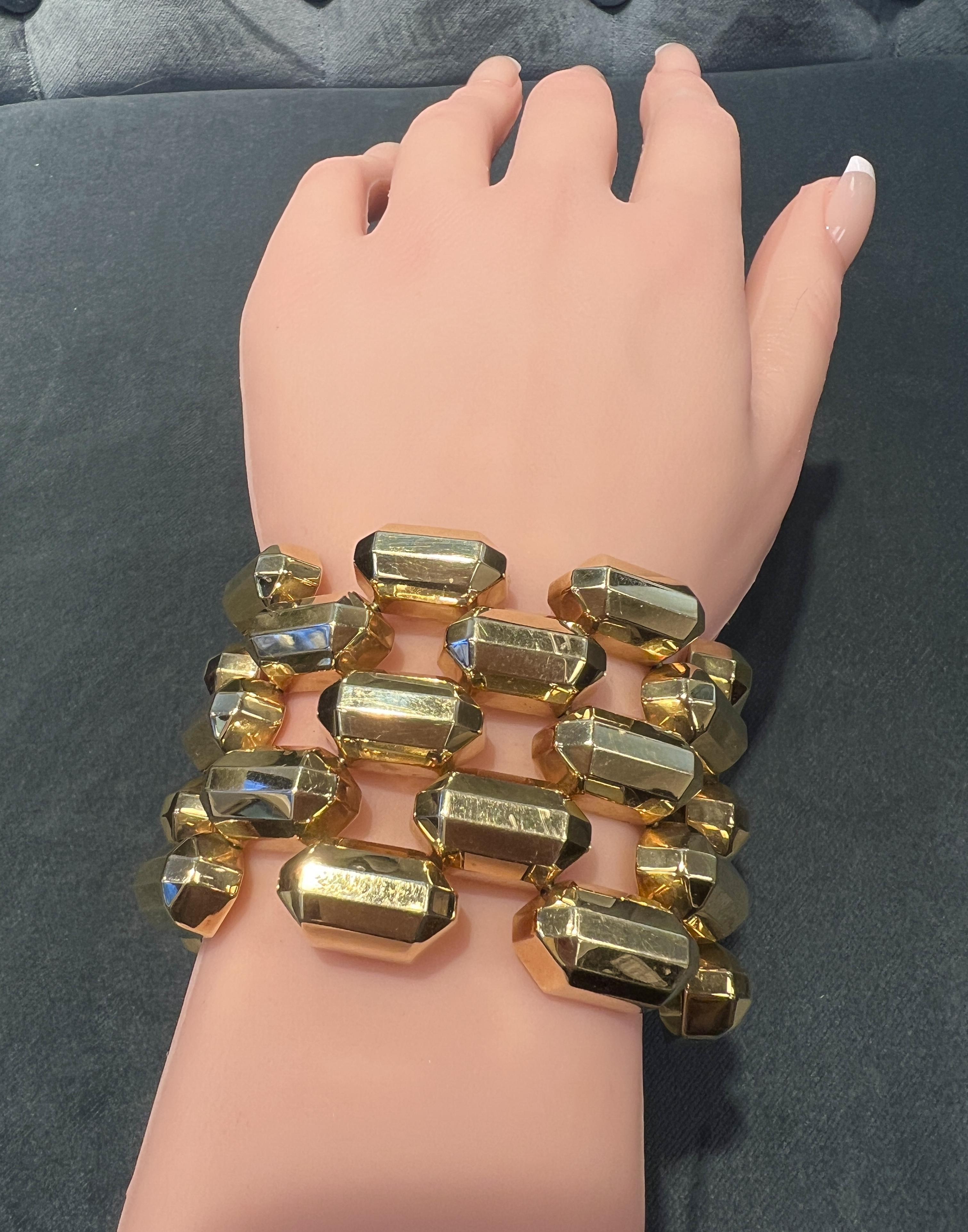Bracelet en or 18K à 5 rangs de barres d'or en vente 3