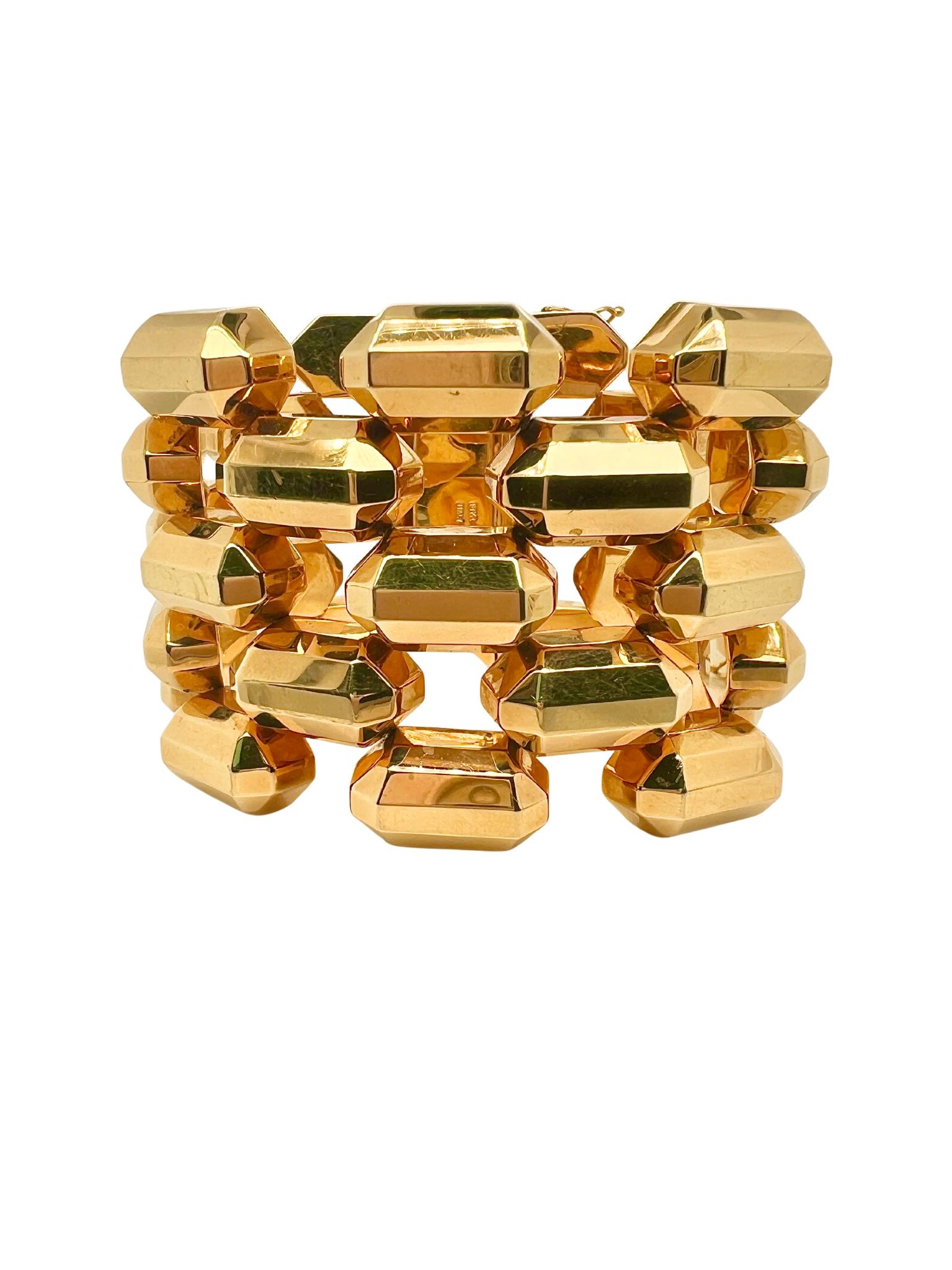 Bracelet en or 18K à 5 rangs de barres d'or en vente 2