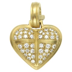 Kieselstein Cord Diamond Gold Heart Pendant 18k Yellow Gold Vintage Jewelry