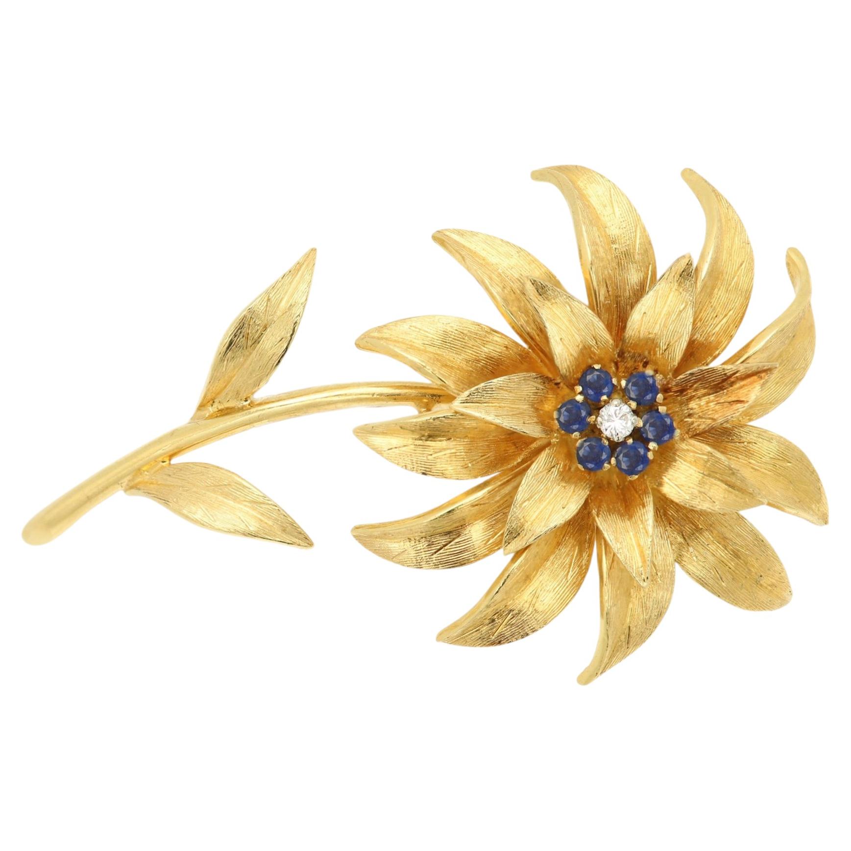 Broche vintage « Flower » de Tiffany & Co. Italie, en or jaune 18 carats