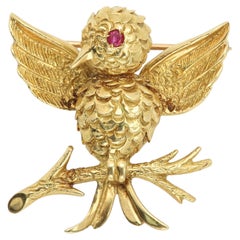 Tiffany & Co. Vintage Small Cute Bird Brooch 18k 1970's