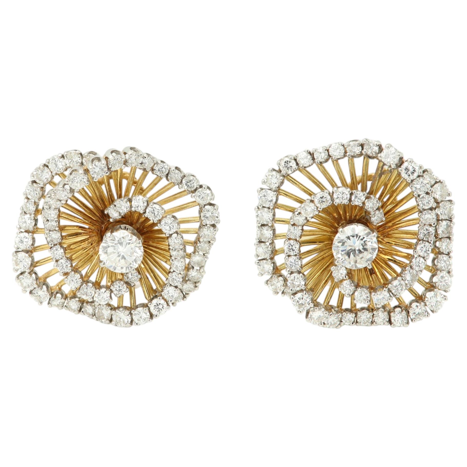 Vintage 18k Gold Earring Clip-on's Diamonds Yellow Gold