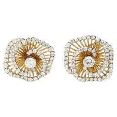 Vintage 18k Gold Earring Clip-on's Diamonds Yellow Gold