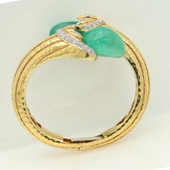 Fancy Emerald Bypass Bracelet Bangle 18k Yellow Gold