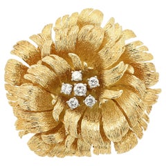 Tiffany & Co Brooch Pendant Flower Vintage 18k Yellow Gold