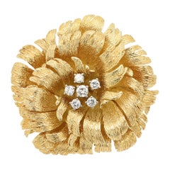 Tiffany & Co Brooch Pendant Flower Vintage 18k Yellow Gold