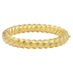 Vintage Italian Twisted Swirl Bangle Hand Made Yellow Gold Bracelet