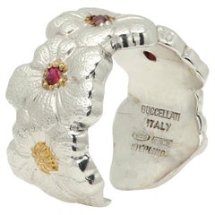 Buccellati Blossoms Ring Ruby Gemstone Sterling Silver Made in Italy