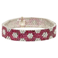 Vintage Honeycomb Ruby Bracelet 18k Gold