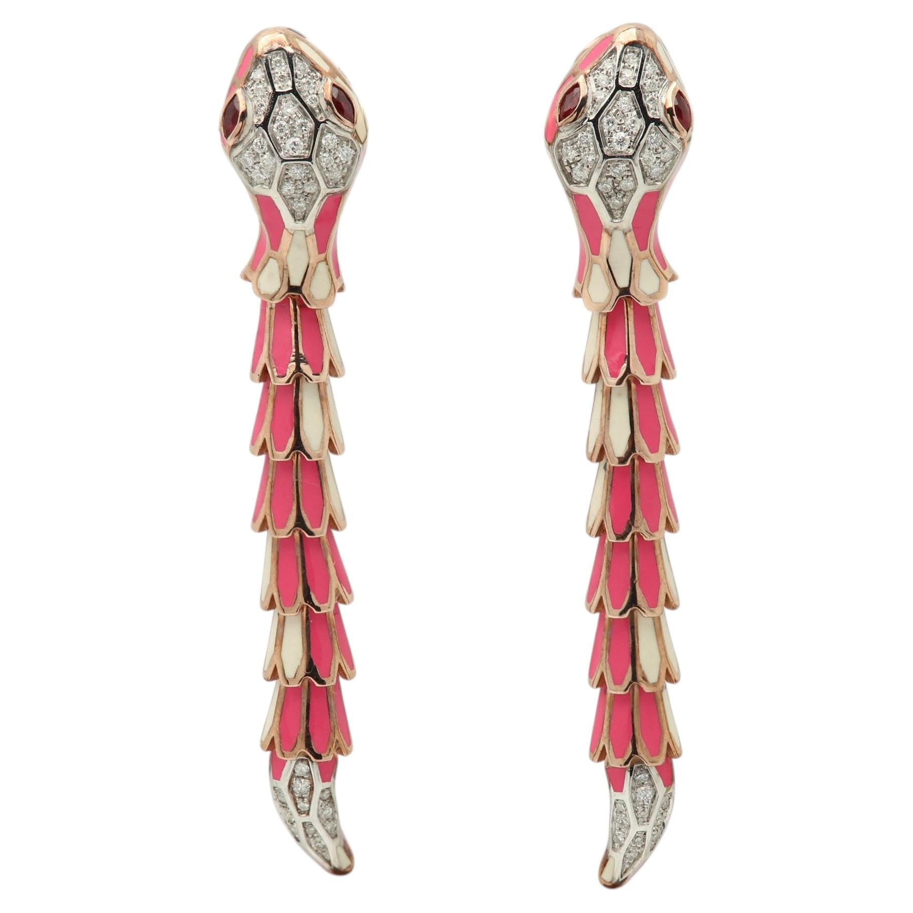 Pendientes «Snake» de Alexis NY en plata, oro y diamantes