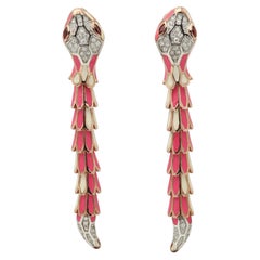 Boucles d'oreilles « Snake » d'Alexis NY en argent, or et diamants