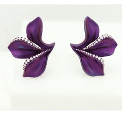 Alexis NY Purple Titanium Leaf Diamond Earrings