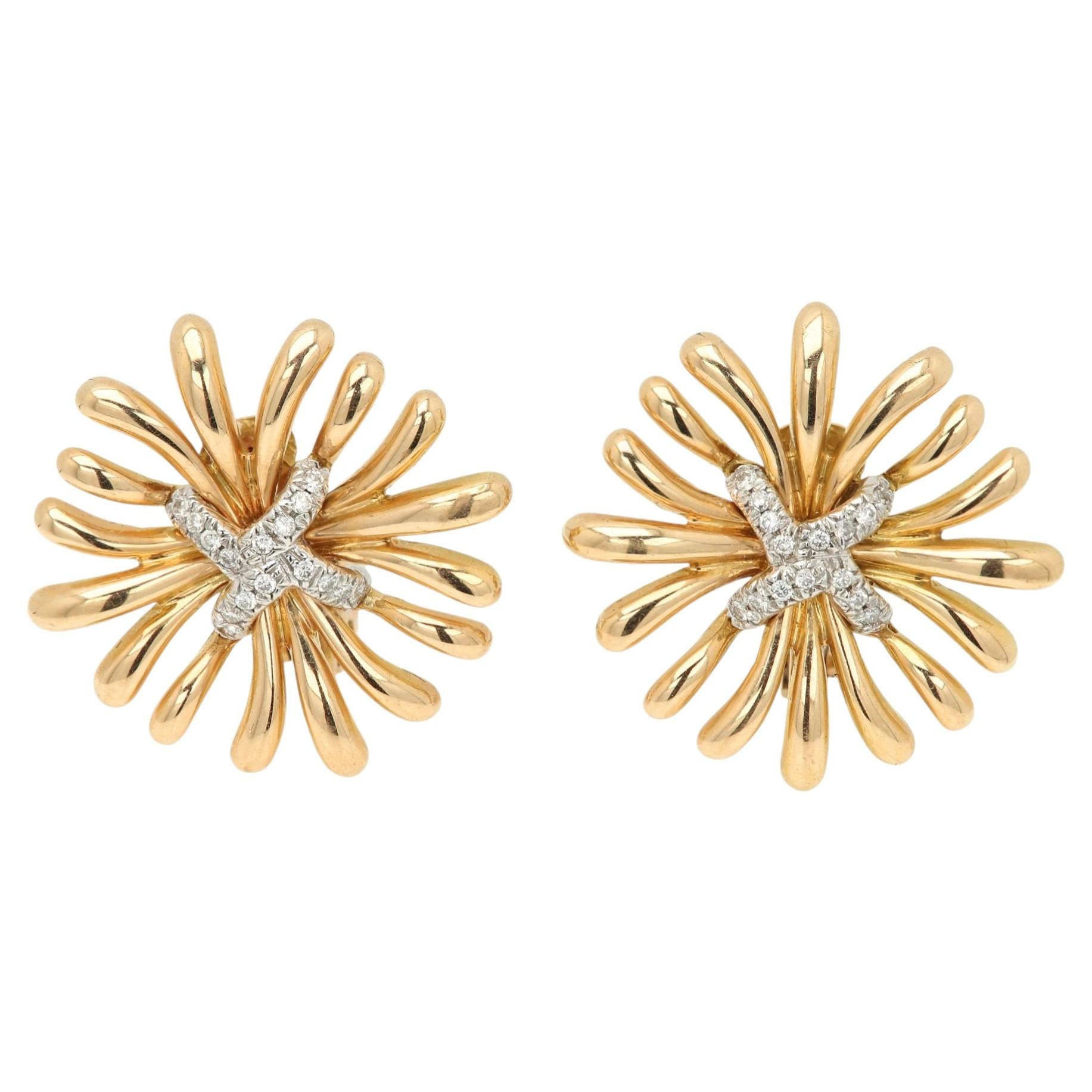 Boucles d'oreilles « Ray » de Verdura, en or 18 carats et diamants en vente