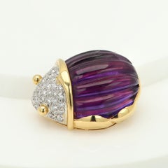 Tiffany & Co. Scarab Brooch Beetle Pin 18k Gold Carved Amethyst
