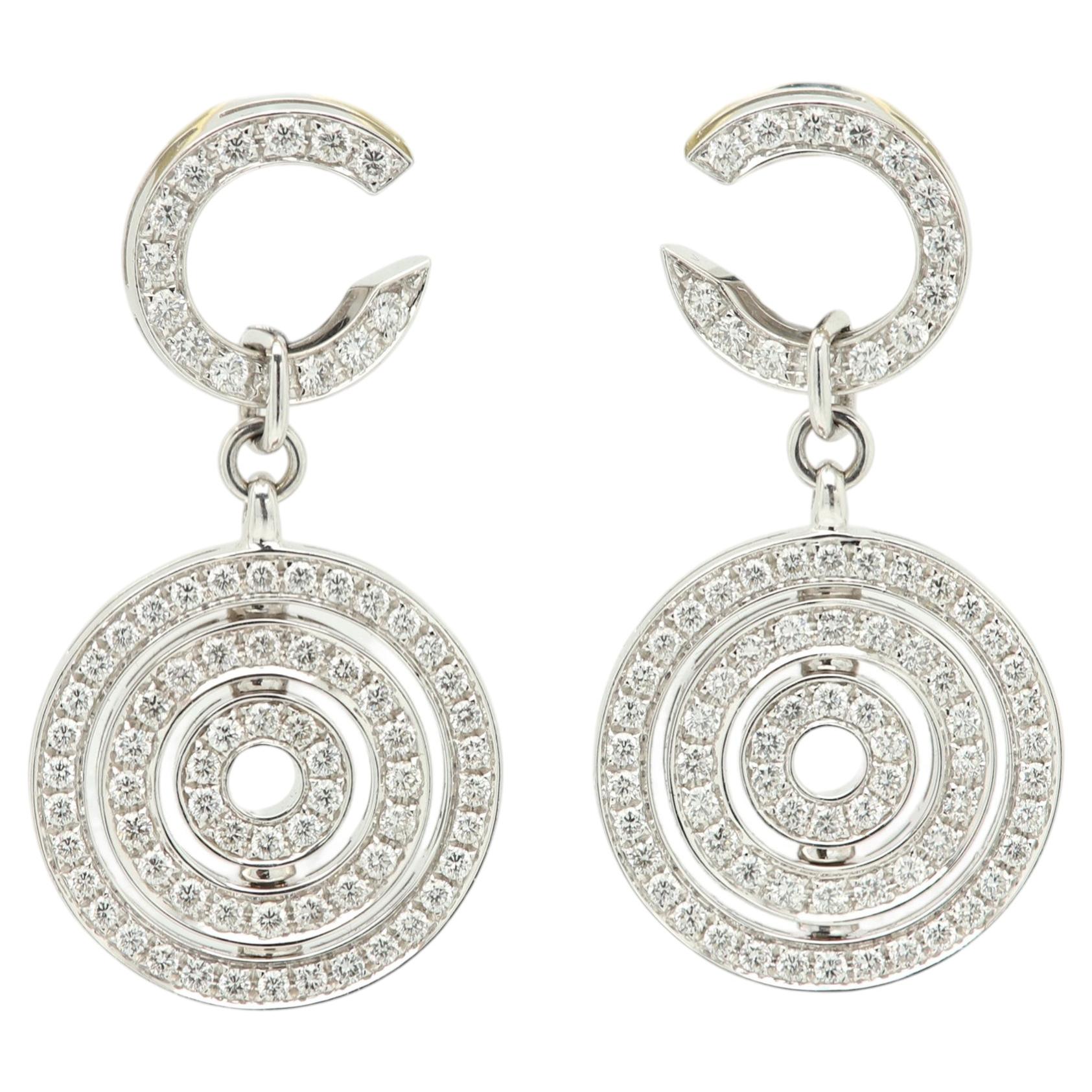 Orecchini pendenti Bulgari Astrale Cerchi in oro 18 carati e diamanti in vendita