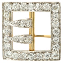 Tiffany Antique Buckle Brooch Pin 18k & Platinum