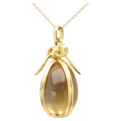Schlumberger for Tiffany & Co. Yellow Citrine Egg Pendant Necklace 18k Gold