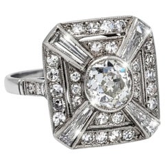 Vintage Diamond Ring Old Cut Diamonds Platinum