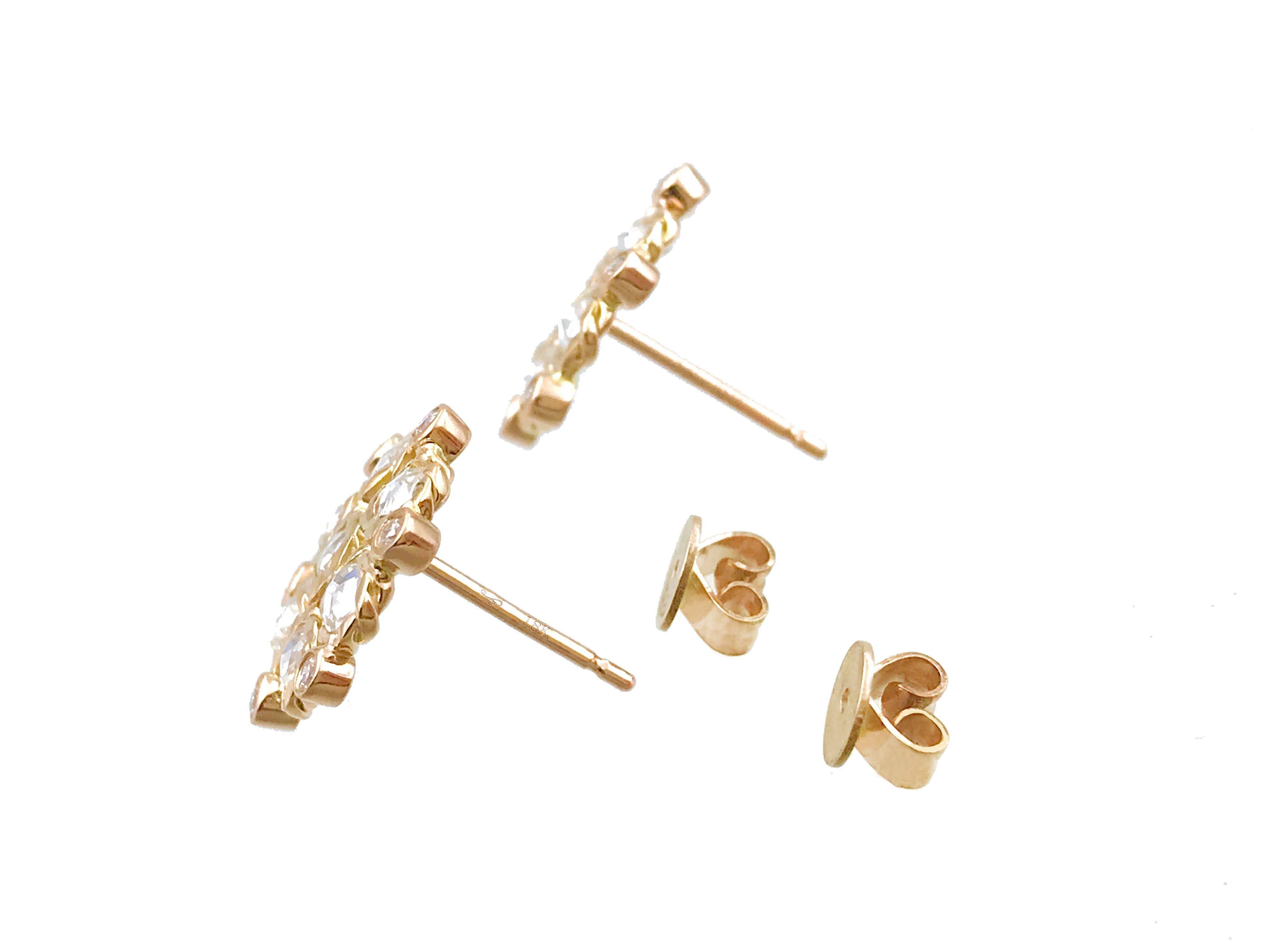 Women's Maia Rose-Cut Diamond Checker Cluster Stud Earrings 18k For Sale