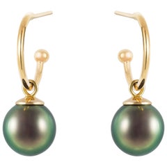 pendants d'oreilles en or 18 carats avec perle de Tahiti