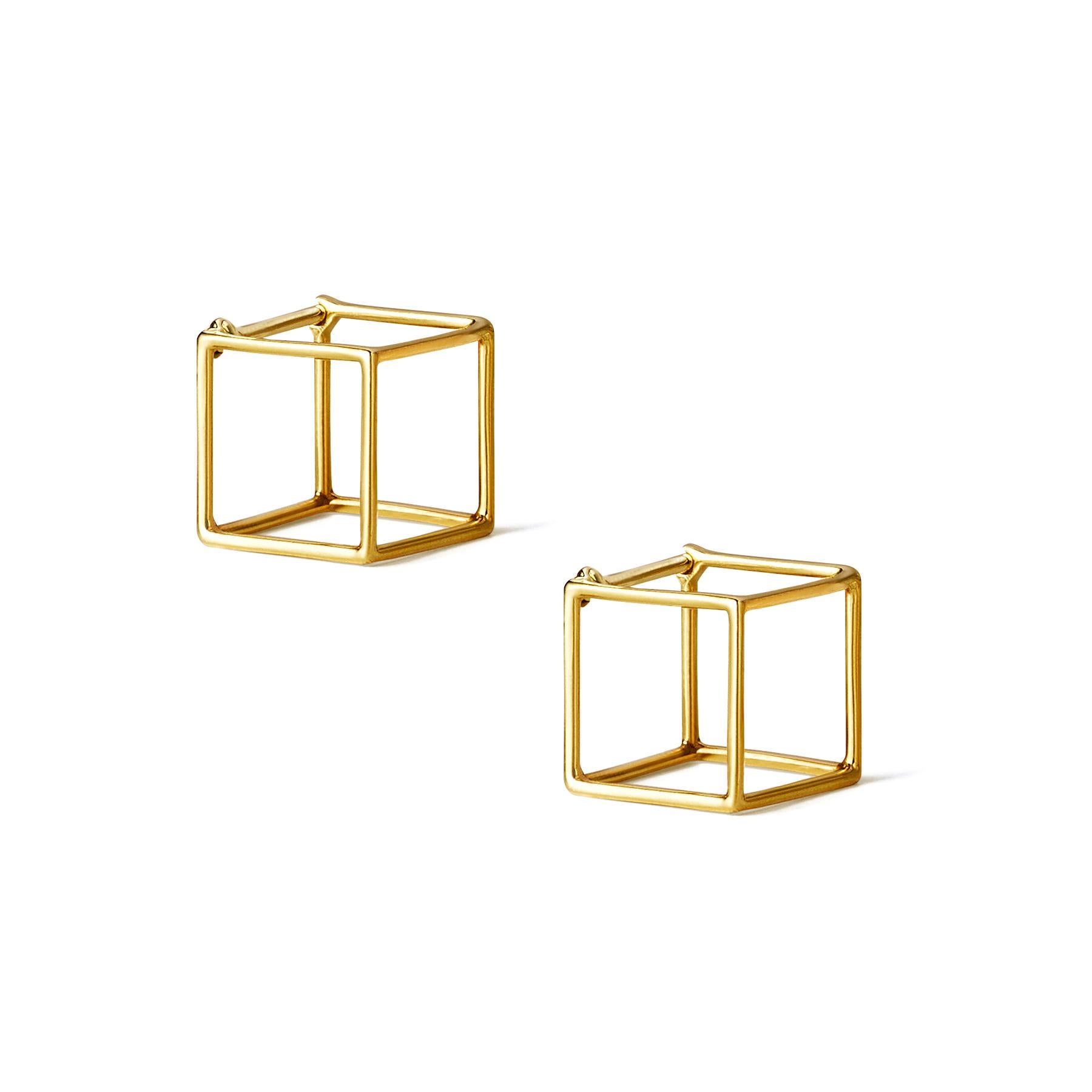 Quadratisches Paar Ohrringe aus 18 Karat Gelbgold für Damen oder Herren im Angebot