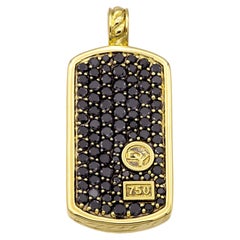 David Yurman Chevron Tag Pendant 18K Yellow Gold 3.89 cts Black Diamonds, 35mm