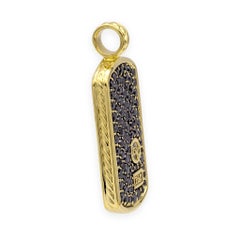 David Yurman Chevron Tag Pendant 18K Yellow Gold 3.89 cts Black Diamonds, 35mm