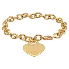Tiffany & Co. 18K Yellow Gold Heart Tag Link Bracelet 7.25 Inches