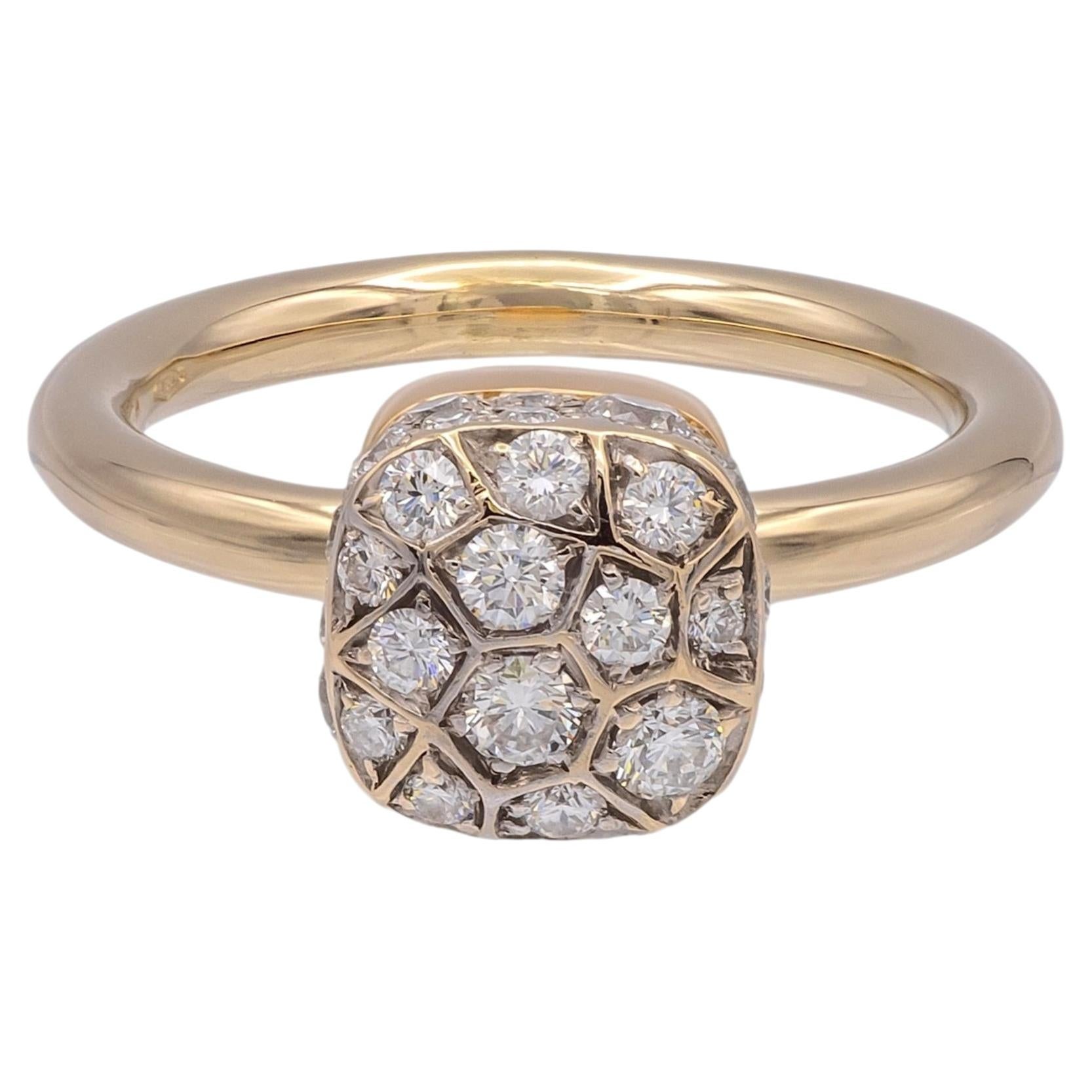 Anillo Pomellato Nudo Petit de oro rosa de 18 quilates con pavé de diamantes, talla 4,5