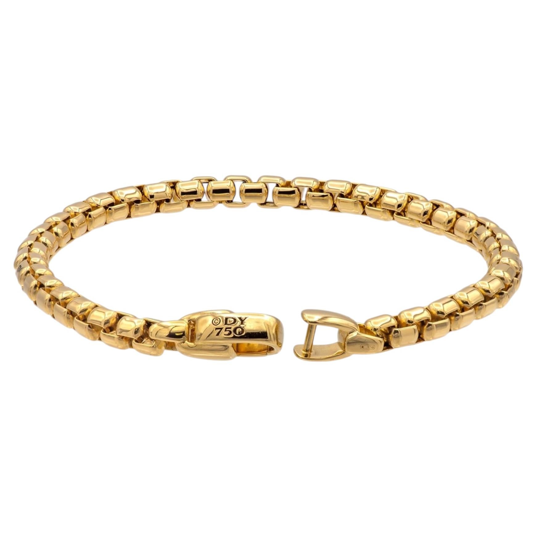 David Yurman 18K Yellow Gold 5mm Men's Box Chain Bracelet 8" inch