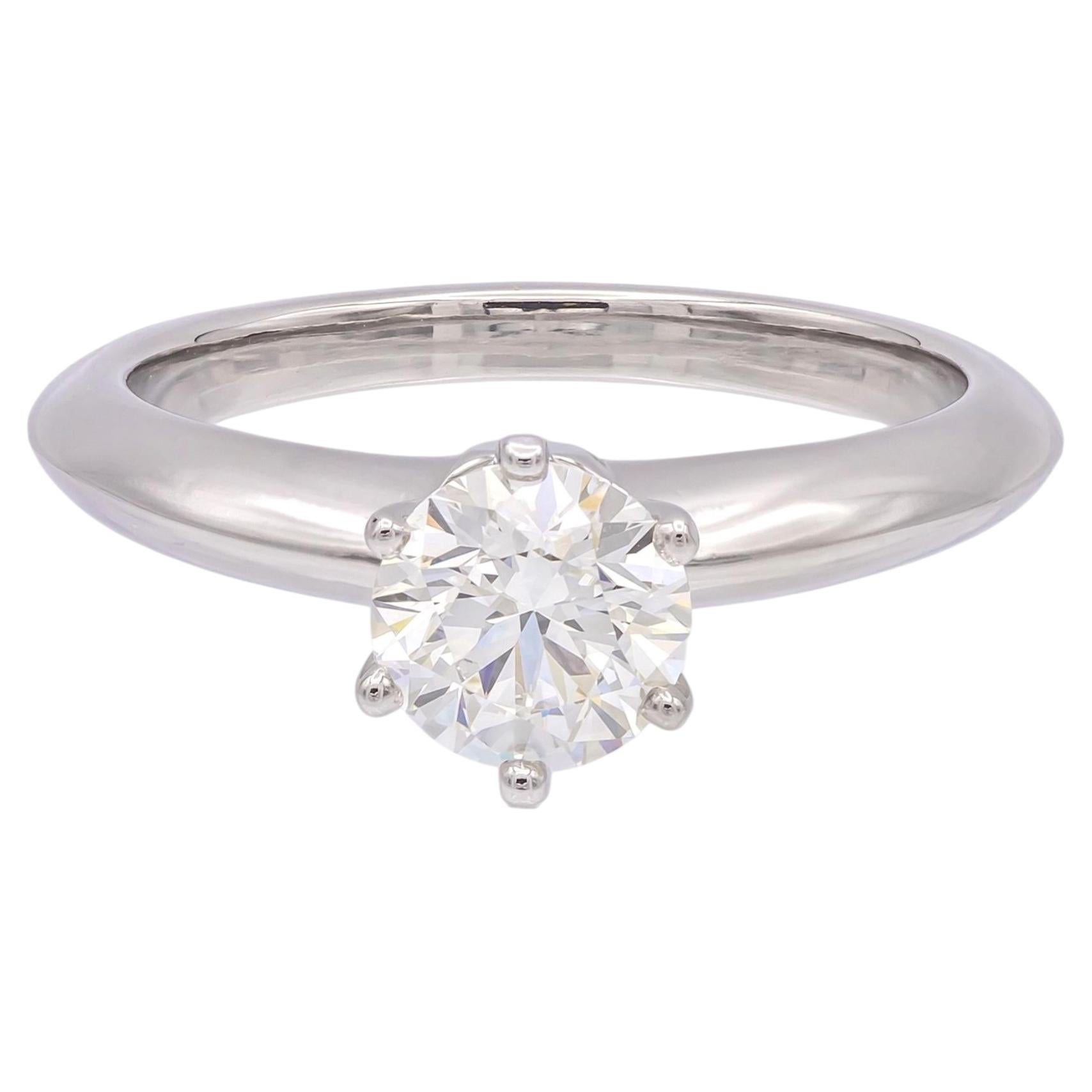Tiffany & Co. Platinum .80 ct H VS2 Round Diamond Solitaire Engagement Ring