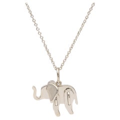 Tiffany & Co. Save The Wild Elephant Charm Necklace Sterling Silver 925 16"