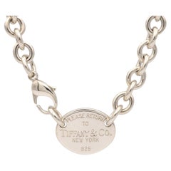 Tiffany & Co. Return to Tiffany Sterling Silver Oval Tag Link Necklace 16.5"